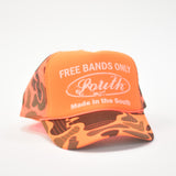 Orange trucker hat with camouflage