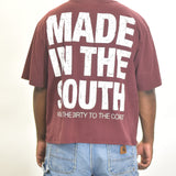 Vintage MITS Import-Export Crop Henley Shirt - Maroon/White (Adult XXL-Tall-XXXXL)