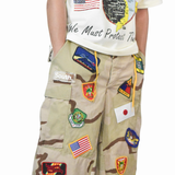 Vintage South Military Patch Baggy Shorts - Desert Camo (27W - 42W)