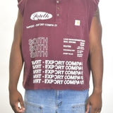 Vintage MITS Import-Export Crop C/O Henley Shirt - Maroon/White (Adult XXL)