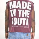 Vintage MITS Import-Export Crop C/O Henley Shirt - Maroon/White (Adult XXL)