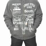 Vintage Lonestar State Full-Zip Artic Hoodie - Gray (Adult Large)