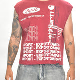 Vintage MITS Import-Export Crop C/O Logo Shirt - Dark Red/White (Adult Large)