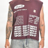Vintage MITS Import-Export Crop C/O Pocket Shirt - Maroon/White (Adult L - XXL)