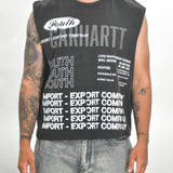 Vintage MITS Import-Export Crop C/O Spellout Logo Shirt - Black/Gray/White (Adult Large)