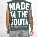 Vintage MITS Import-Export Crop C/O Henley Shirt - Forest Green/White (Adult Large)