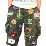 Vintage South Military Patch Baggy Shorts - Woodlands Camo (27W - 42W)