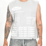 Vintage MITS Import-Export Crop C/O Shirt - Heather Gray/White (Adult S - L)