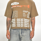 Vintage MITS Import-Export Crop Logo Shirt - Tan/Orange/White (Adult Large)