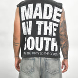 Vintage MITS Import-Export Crop C/O Spellout Logo Shirt - Black/Gray/White (Adult Large)