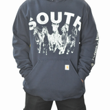 Vintage South Horses Hoodie - Navy (Adult Large-Tall)