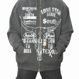 Vintage Lonestar State Full-Zip Artic Hoodie - Black (Adult XL)