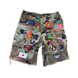 Vintage South Military Patch Baggy Shorts - Woodlands Camo (27W - 42W)