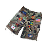 Vintage South Military Patch Baggy Shorts - Woodlands Camo (27W - 42W)