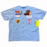 Vintage Patch Mechanic Work Shirt - Light Blue (Large)