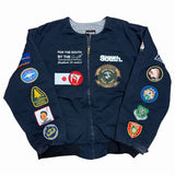 Vintage Patch Heavy Utility Bomber Jacket - Navy (XL)