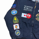 Vintage Patch Heavy Utility Bomber Jacket - Navy (XL)