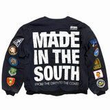 Vintage Patch Heavy Utility Bomber Jacket - Navy (XL)