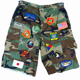 Vintage South Military Patch Baggy Shorts - Woodlands Camo (27W - 42W)