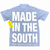 Vintage Patch Mechanic Work Shirt - Light Blue (Medium)