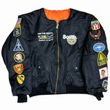Vintage Patch Heavy Utility Bomber Jacket - Black (XL)